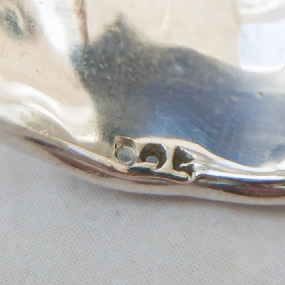 925 Sterling Wide Domed Band, Ripple Rim, Size 6.5 (15mm)